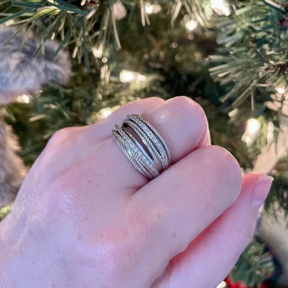 NEW Luxury Multilayer Silver Zircon Ring - Picture 3 of 5